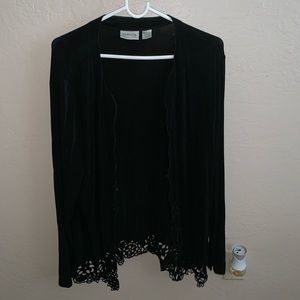 Black cardigan that hooks to close in front